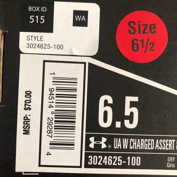 Under Armour Charged Assert Sz 6.5 Sneakers - Picture 8 of 12